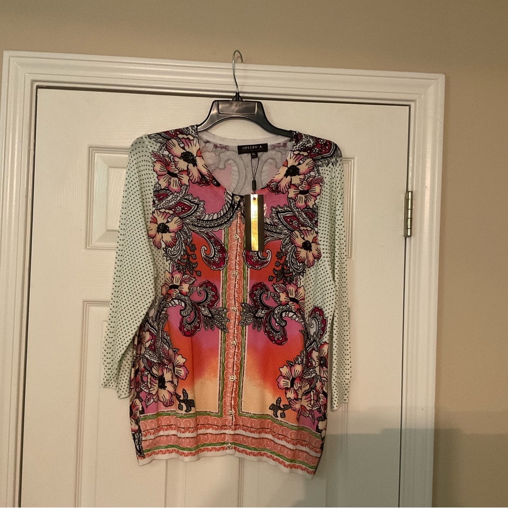 Joseph A polka dot paisley sweater; large